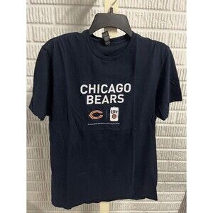 Chicago Bears Miller Lite Shirt Men’s Medium Navy Blue Double sided Triple Logo